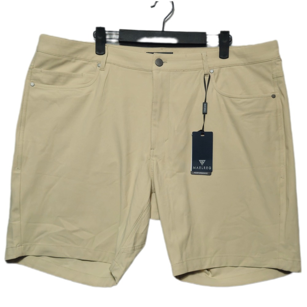 Maelreg Proflex Mens Golf Shorts 38x7 Light Khaki Performance Stretch NEW